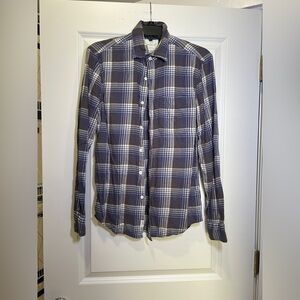 American Eagle Outfitters Blue and White Casual Button Down Shirt